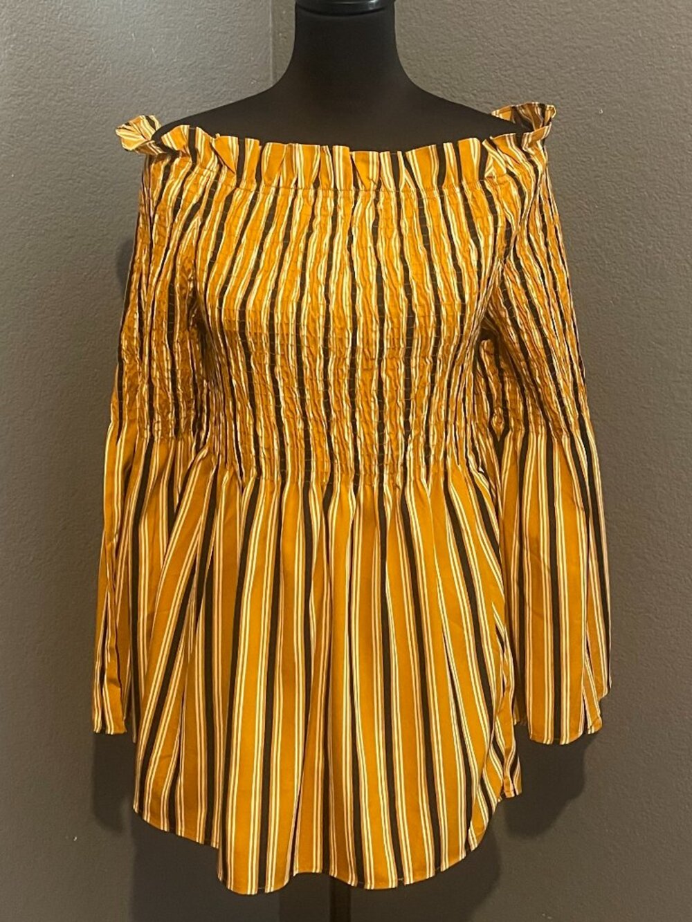 STRIPPED OFF THE SHOULDERS BLOUSE
